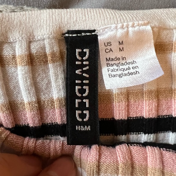 H&M M Divided Pink White Black Gold Vintage 70’s Style Striped Halter Tank Top - Picture 4 of 4